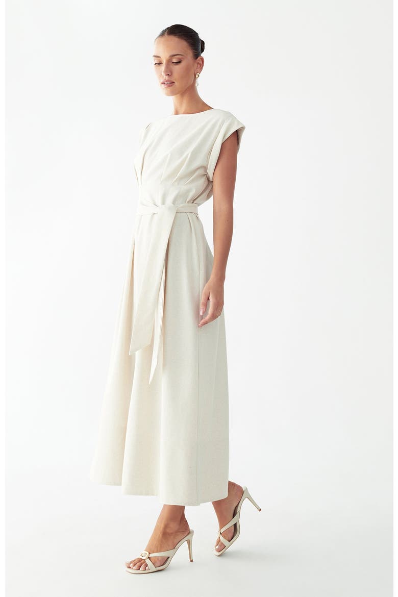 Lecia Midi Dress, Alternate, color, Natural