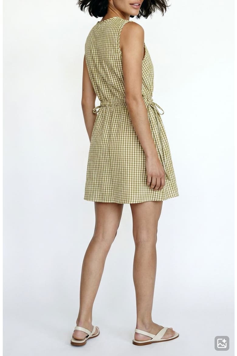 Camilla Sleeveless Gingham Dress, Alternate, color, FOG GREEN CHECKS WILLOW