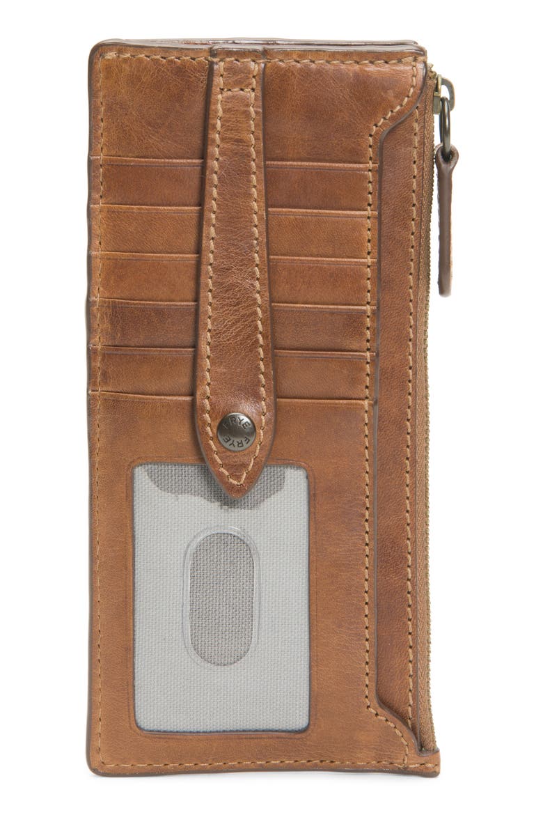Slim Leather Snap Card Wallet, Alternate, color, COGNAC