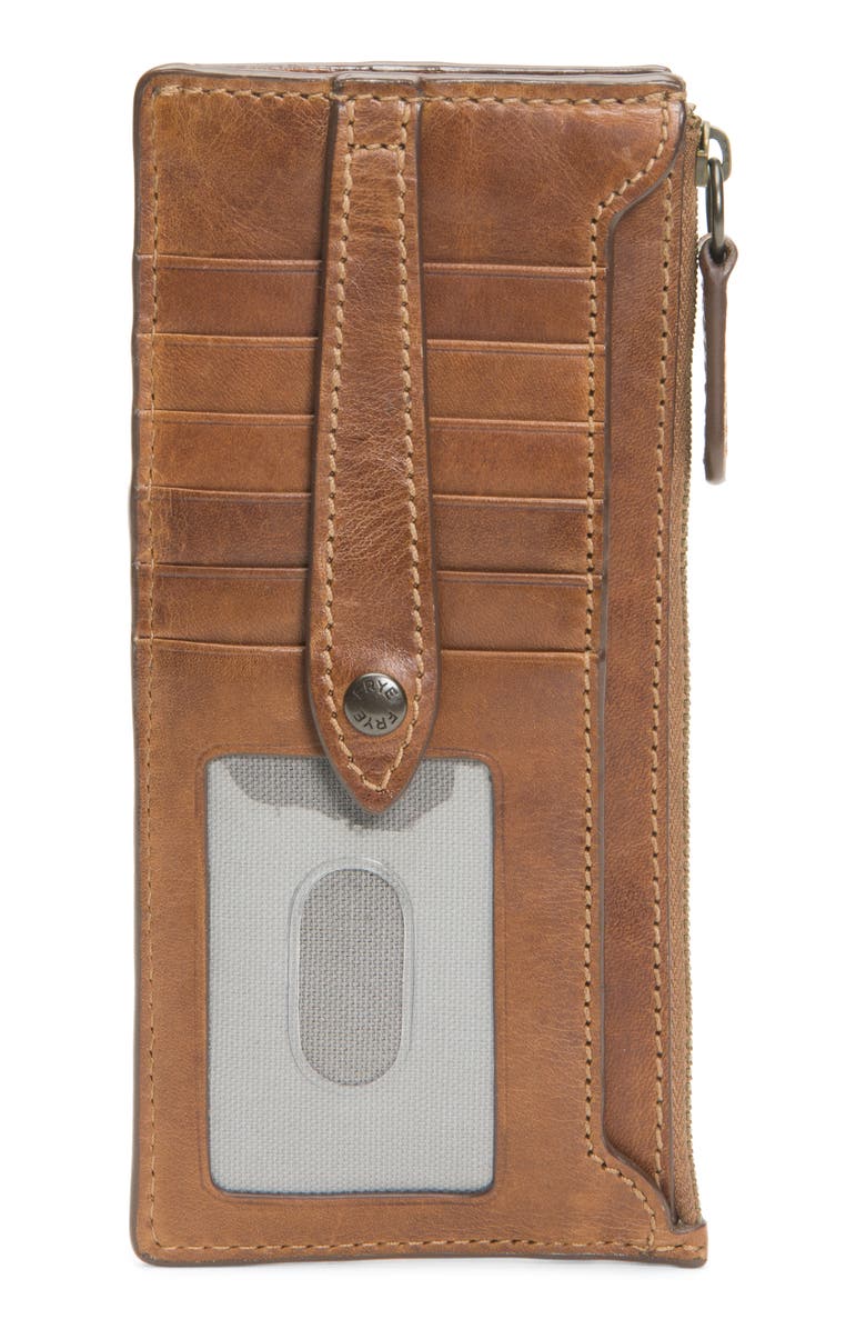 Frye Slim Leather Snap Card Wallet, Alternate, color, Cognac