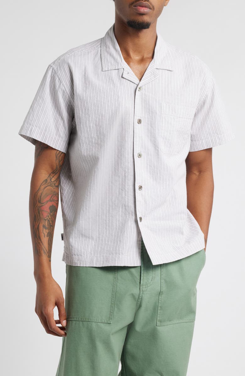 Obey Reducer Woven Cotton Camp Shirt, Main, color, 