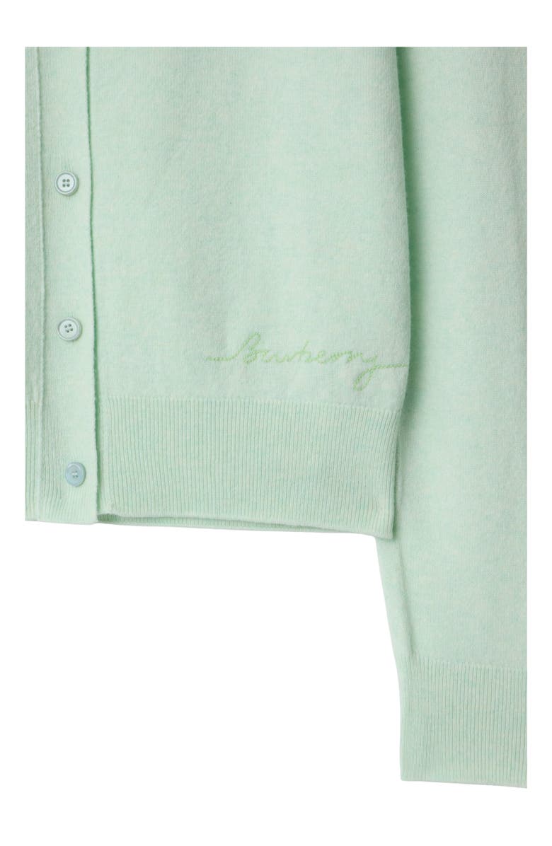 Burberry Cashmere Blend Cardigan, Alternate, color, Pale Mint