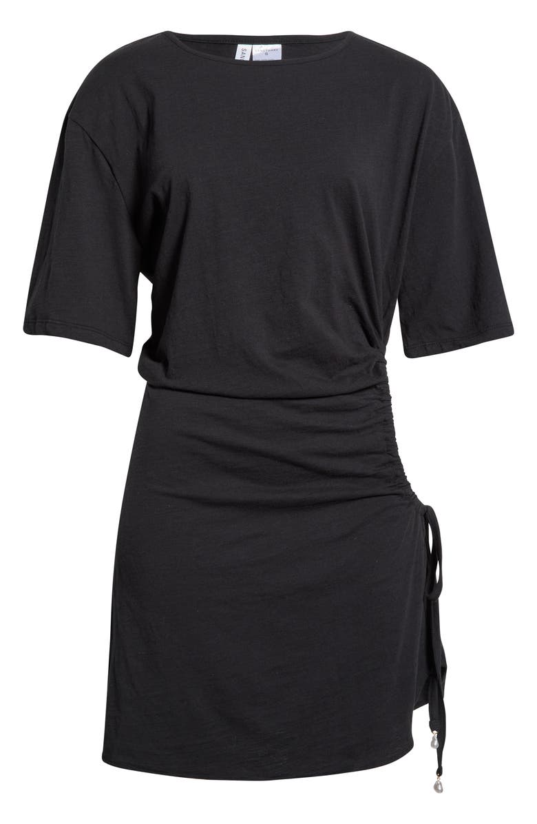 Sanctuary Shirred Side Cover-Up Shirt Dress, Main, color, Black