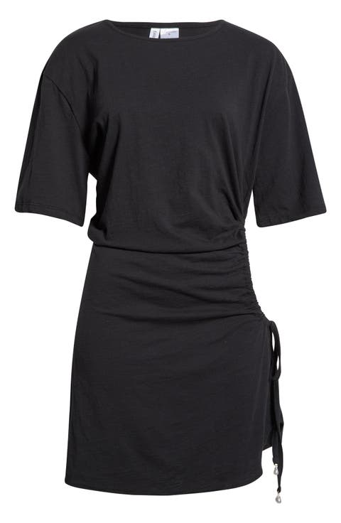 Shirred Side Cover-Up Shirt Dress