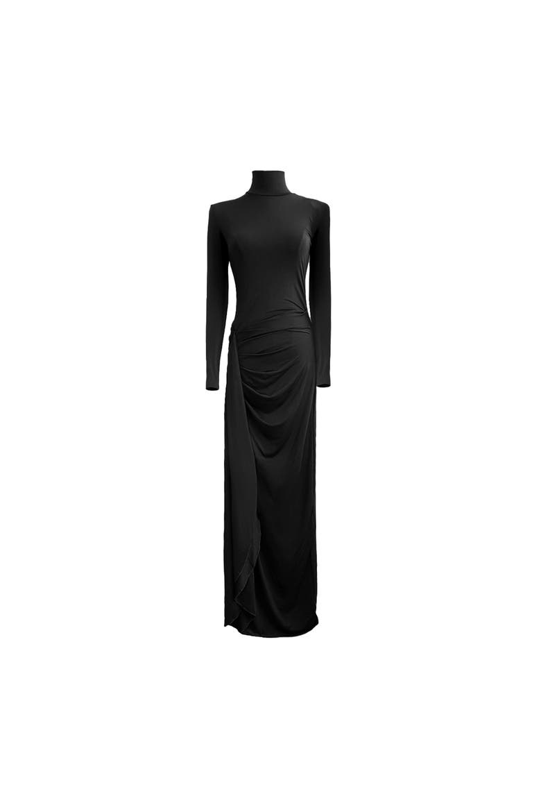 Evangeline Turtleneck Maxi Dress, Alternate, color, Black