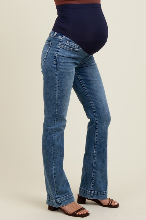 Pinkblush Wide Hem Maternity Bootcut Jeans In Blue