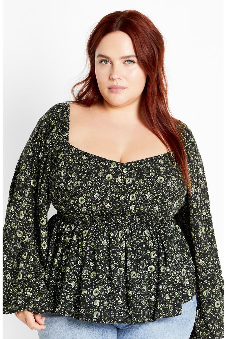 Monroe Smocked Top, Alternate, color, OLIVE DITSY