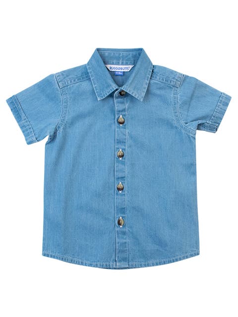 Boys Denim Short Sleeve Button Down Shirt