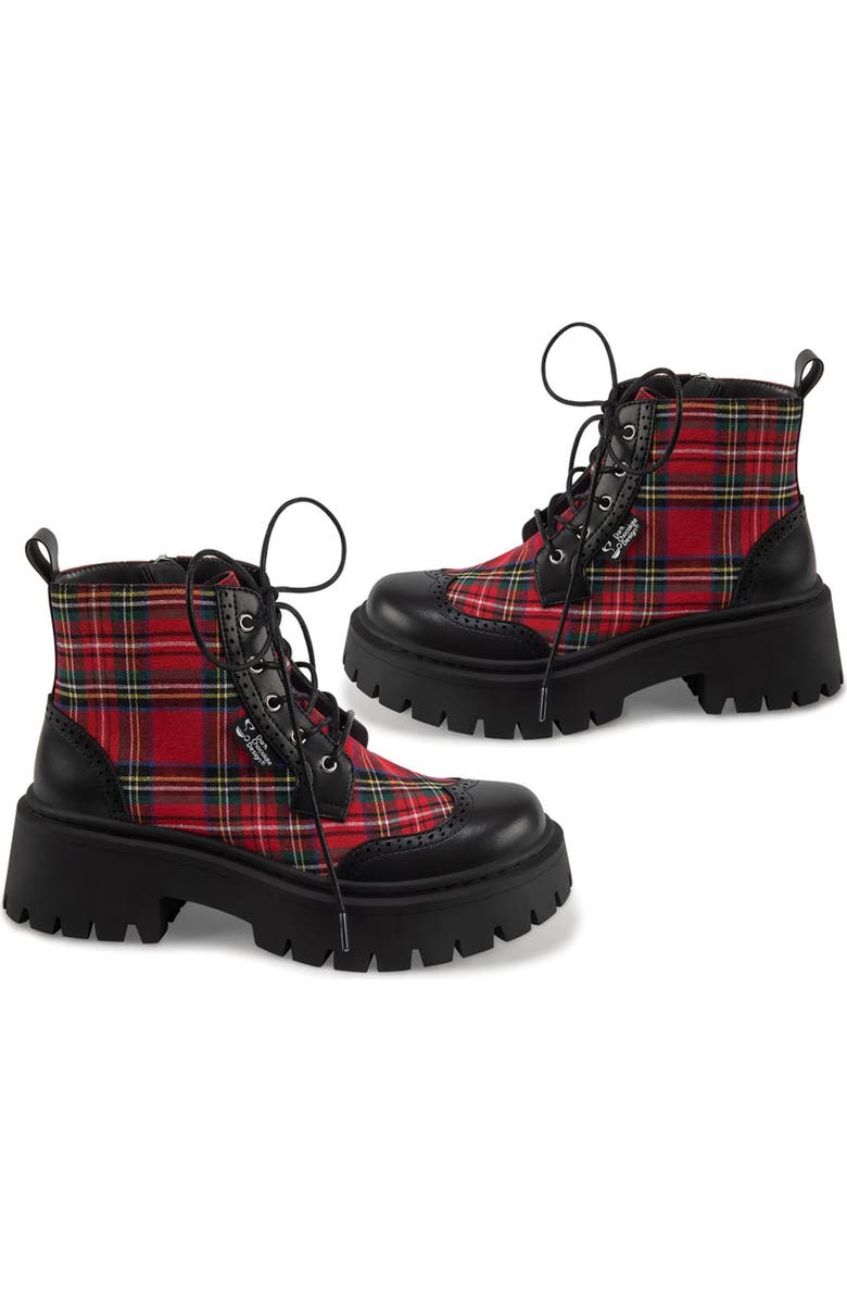 Hot Chocolate Design Red-Tartan Chunky Platform Boots, Main, color, Red Tartan
