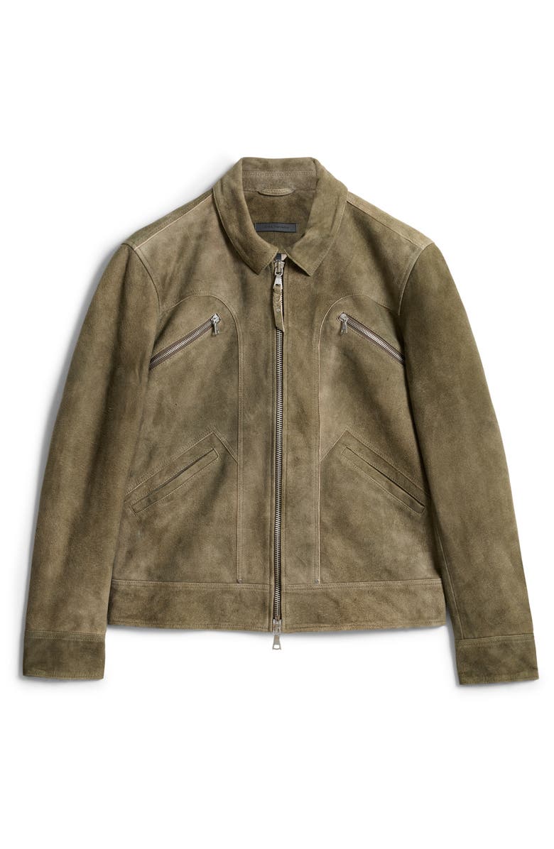John Varvatos Brian Sheepskin Suede Zip Trucker Jacket, Alternate, color, 