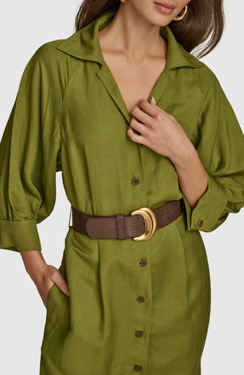 【Donna Karan New York】Linen Belted Shirtdress Donna Karan New York Women's Belted Linen Shirt Dress - Macy's