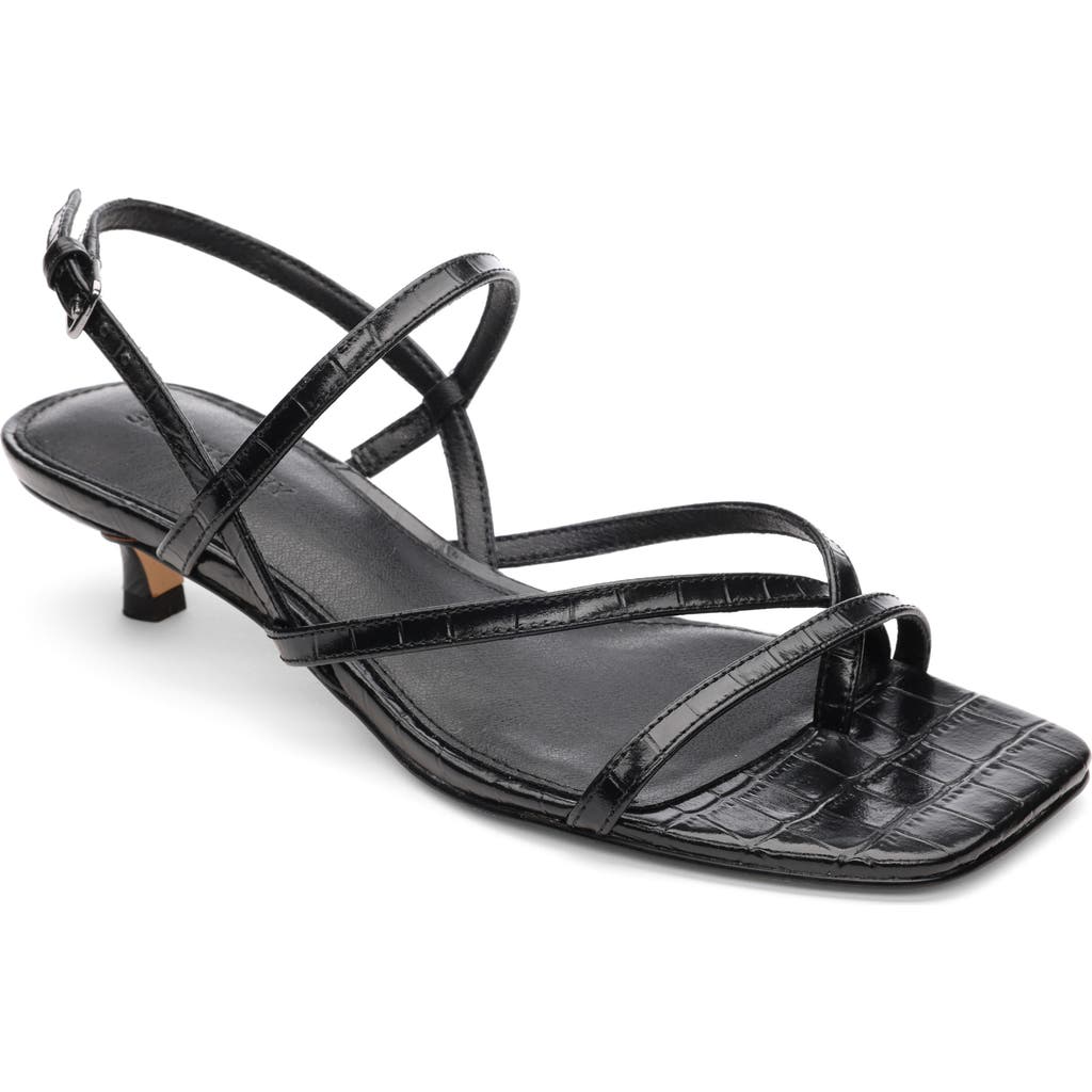 Sanctuary Energy Croc Embossed Kitten Heel Sandal In Black