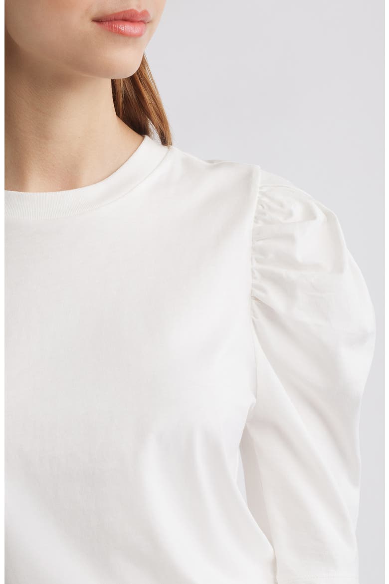 The Drape Puff Sleeve Organic Cotton Top, Alternate, color, WHITE