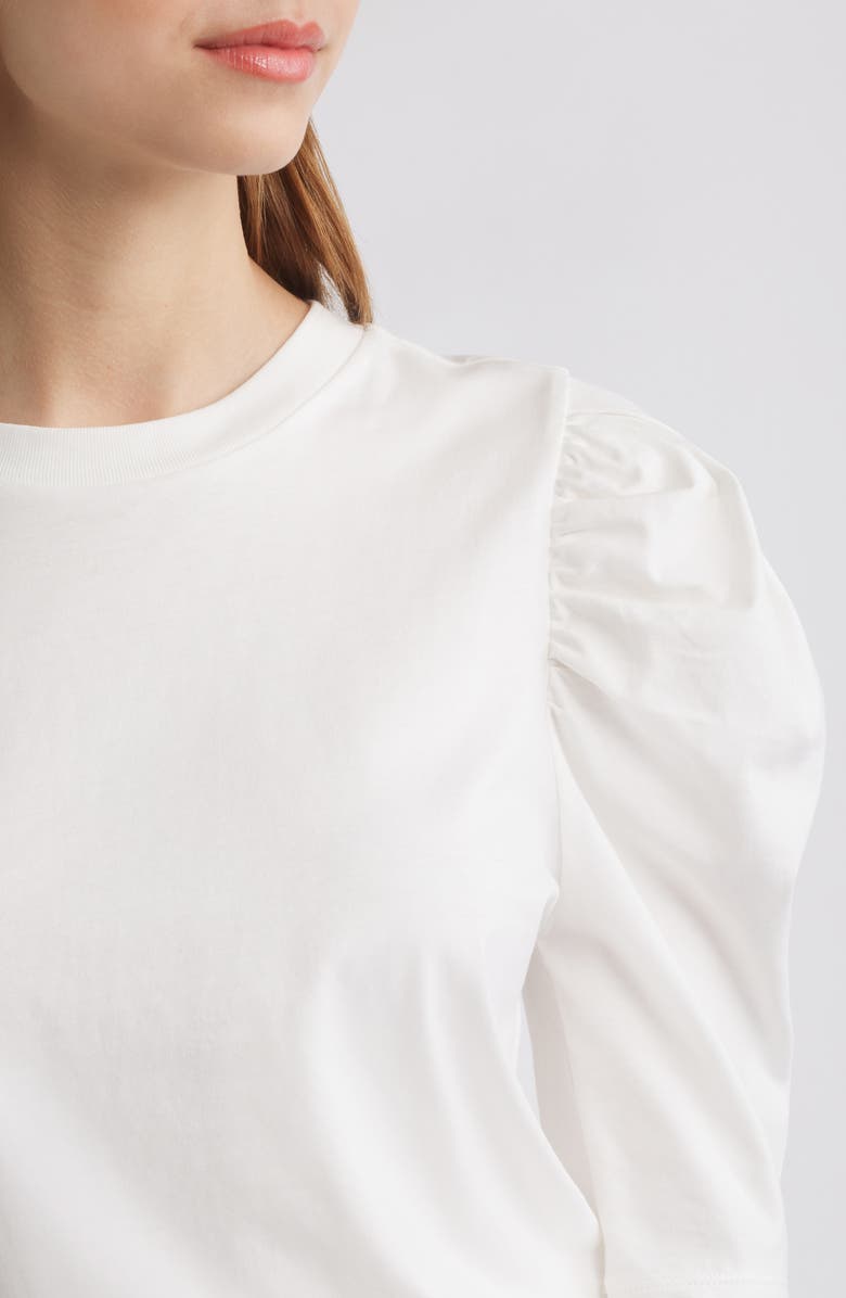 FRAME The Drape Puff Sleeve Organic Cotton Top, Alternate, color, White