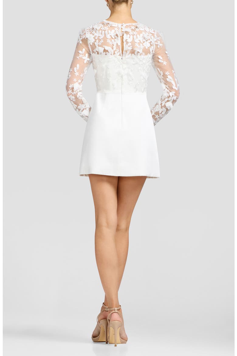 Patty Floral Appliqué Long Sleeve Minidress, Alternate, color, OFF WHITE