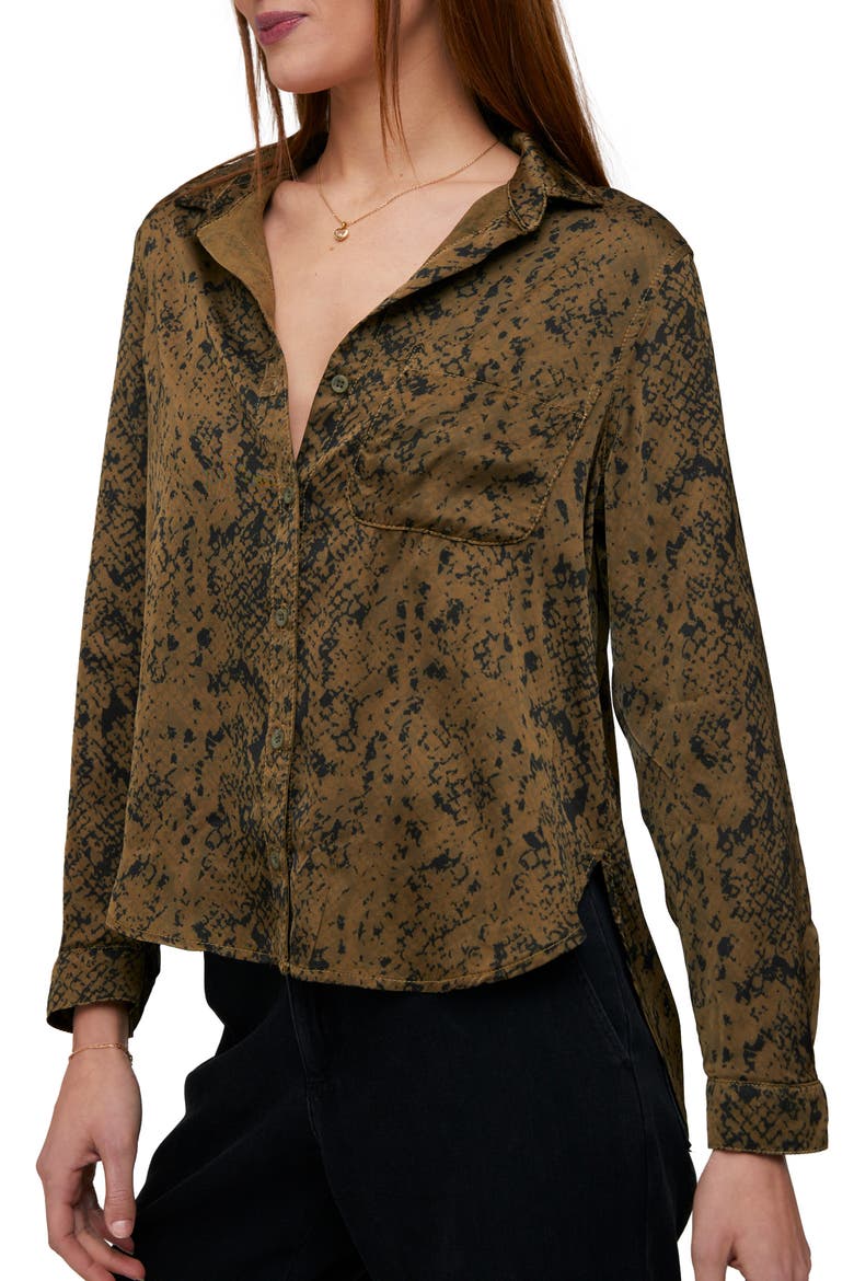 Snakeskin Print Shirt, Main, color, OLIVE SNAKE PRINT