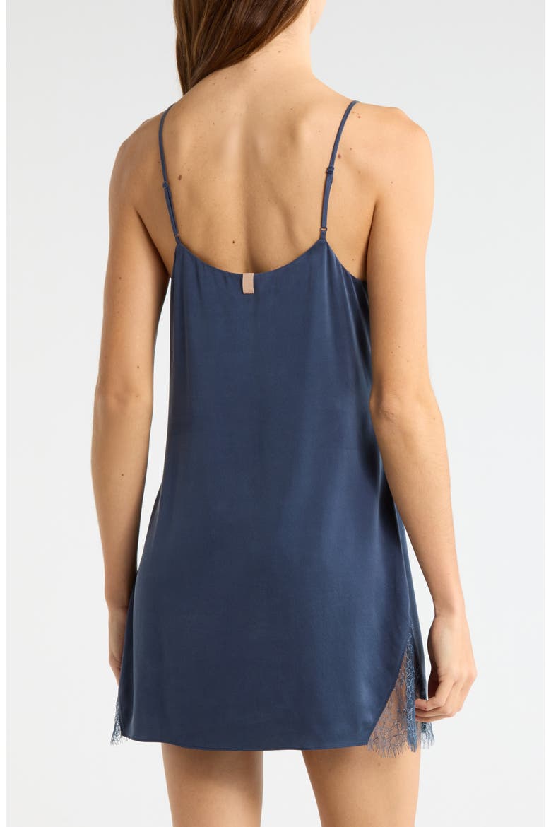 Lace Plunge Washable Silk Chemise, Alternate, color, DEEP BLUE