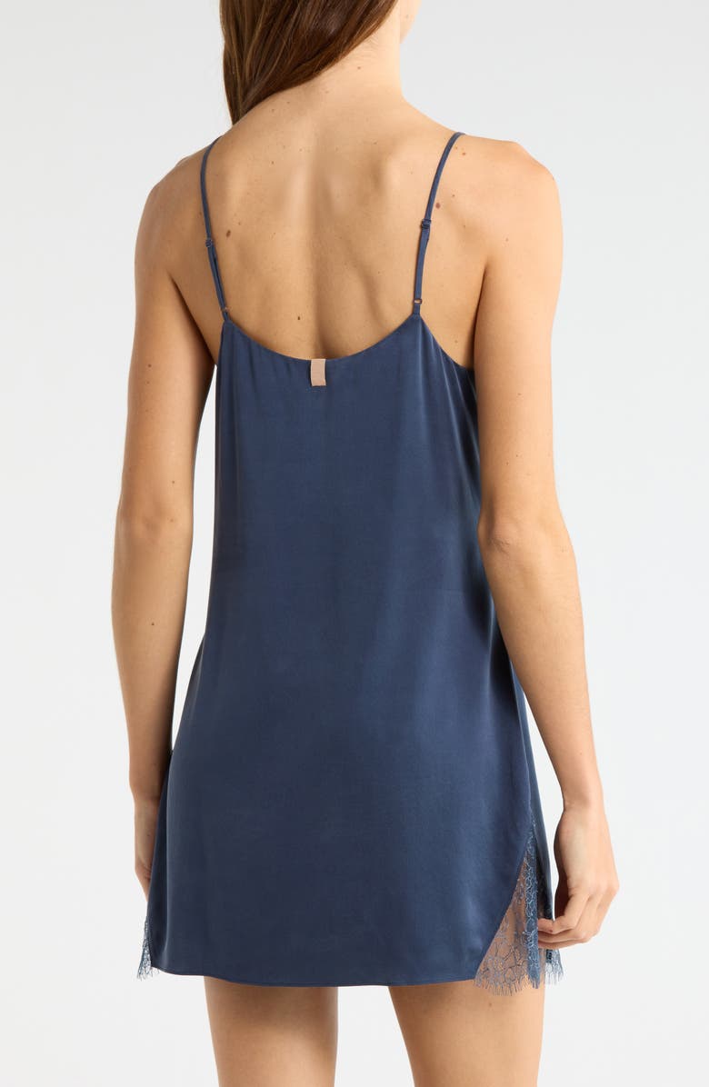Lunya Lace Plunge Washable Silk Chemise, Alternate, color, Deep Blue