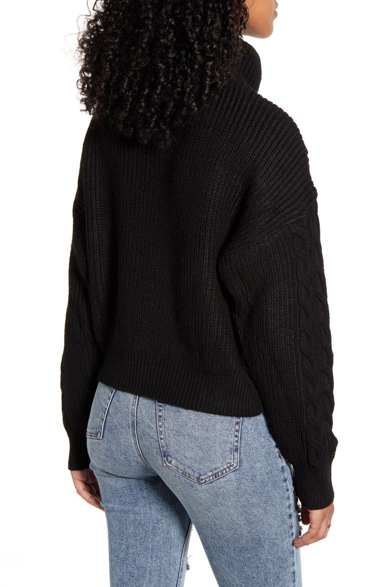 Half-Zip Cable Sweater, Alternate, color, BLACK