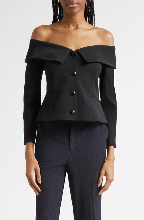 Ingrid Off the Shoulder Crop Blazer Top