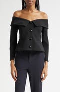 L'AGENCE Ingrid Off the Shoulder Crop Blazer Top