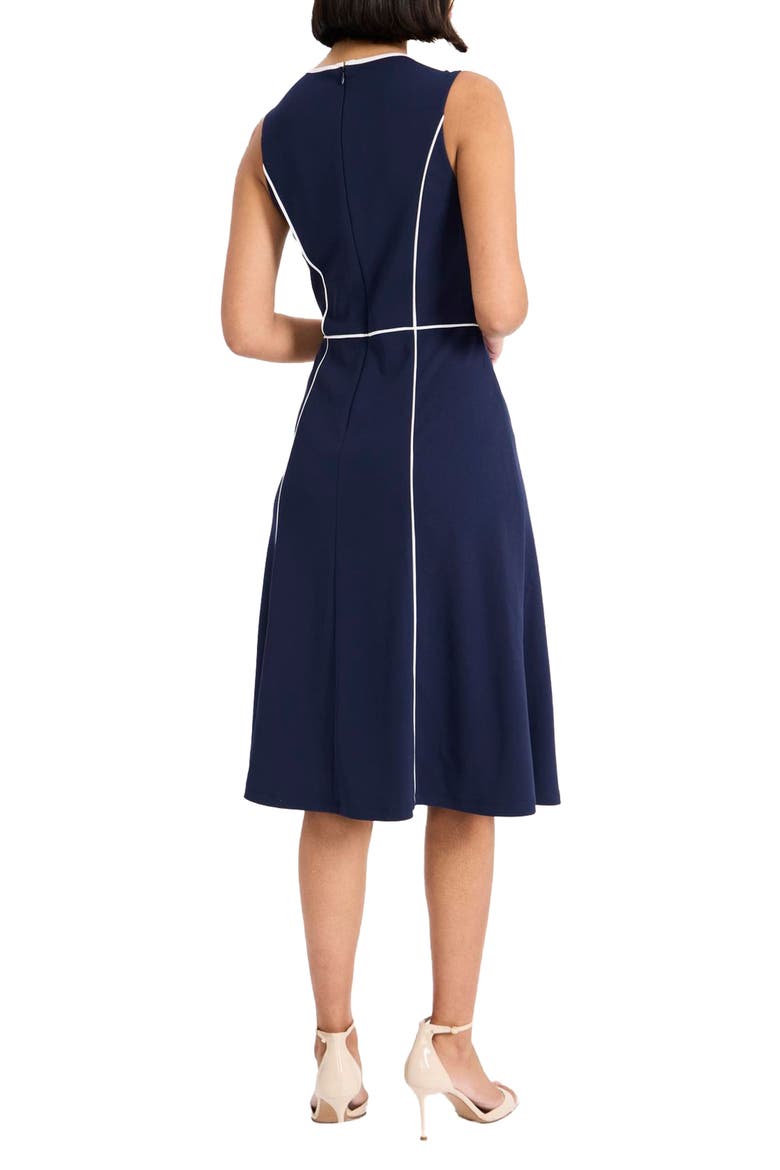 Piped Fit & Flare Midi Dress, Alternate, color, NAVY BLAZER