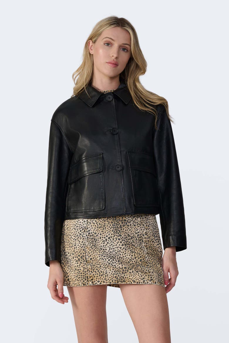 Ella Leather Jacket, Main, color, Black