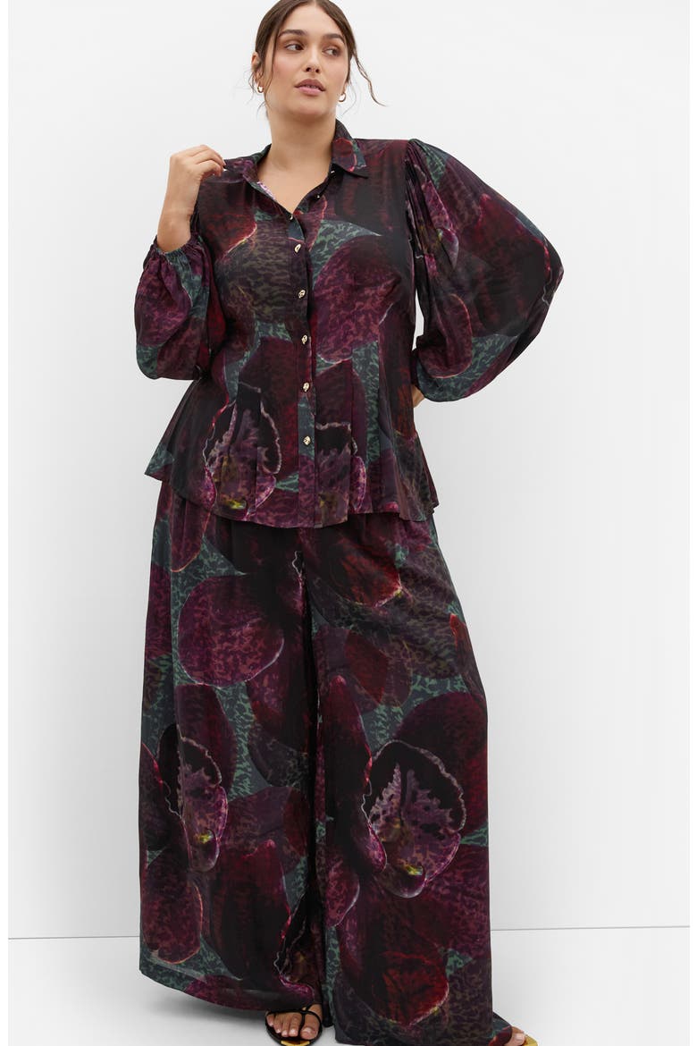 Piper Printed Wide Leg Pants, Alternate, color, BLACK ORCHID