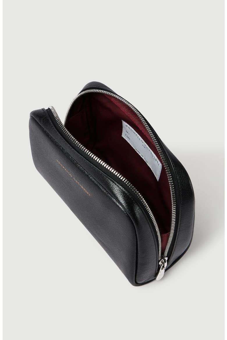 Grained leather slim beauty case, Alternate, color, Black