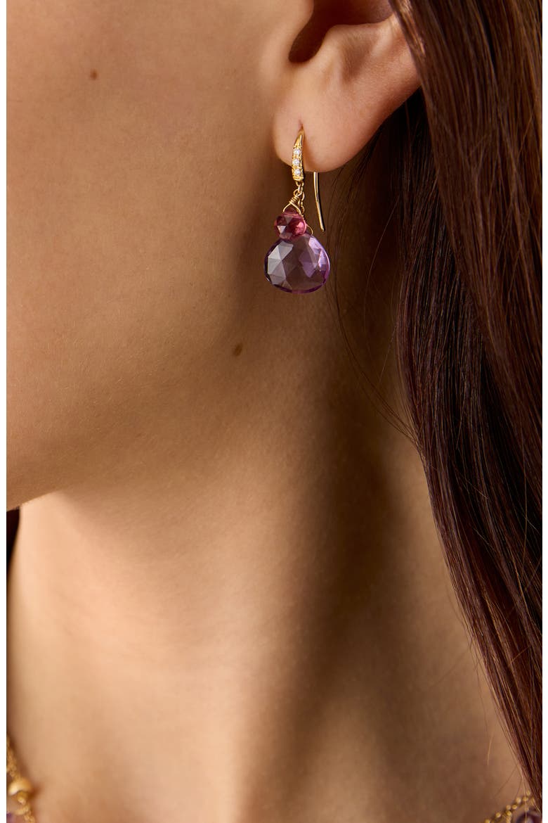 Paradise 18K Gold Diamond & Semiprecious Stone Drop Earrings, Alternate, color, 18K GOLD
