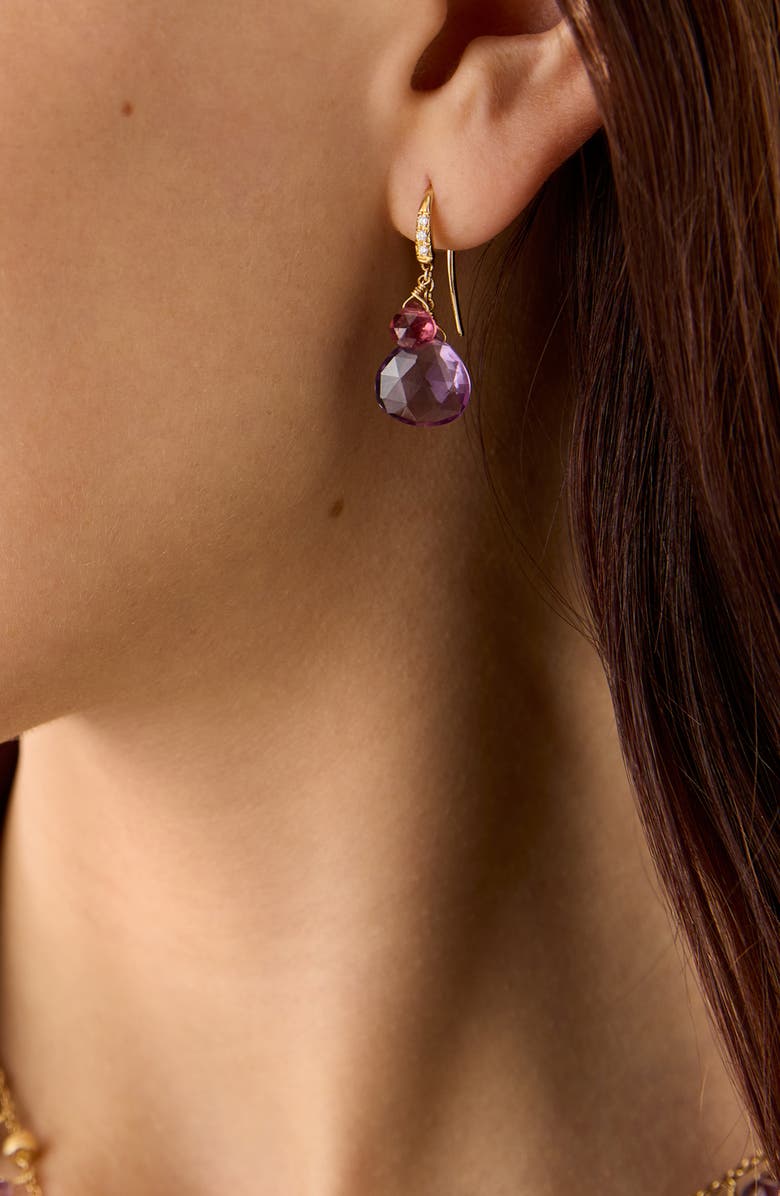 Marco Bicego Paradise 18K Gold Diamond & Semiprecious Stone Drop Earrings, Alternate, color, 18K Gold