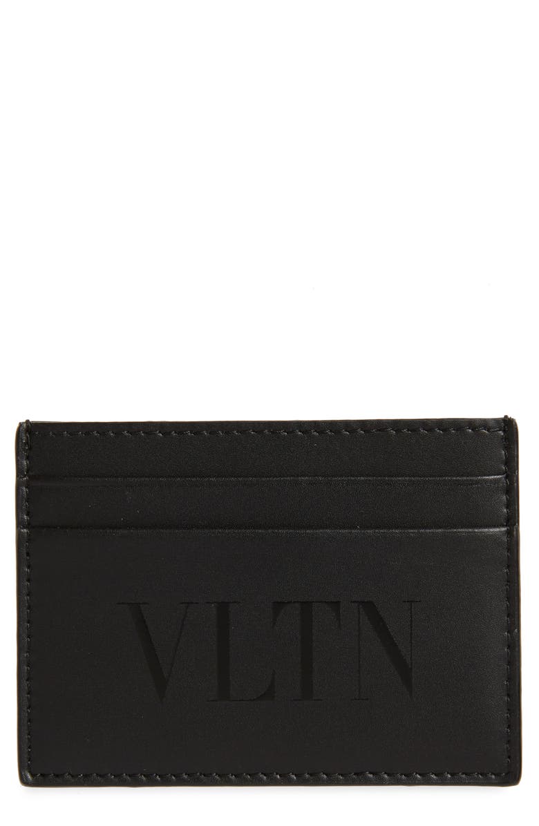 Valentino Garavani Valentino VLTN Leather Card Holder, Main, color,