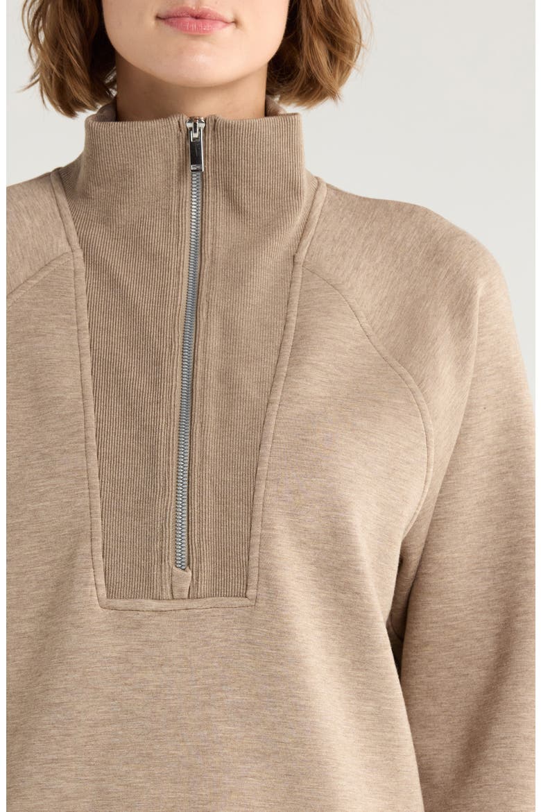Air Essentials Brushed Half-Zip Sweatshirt, Alternate, color, BIRCH HEATHER