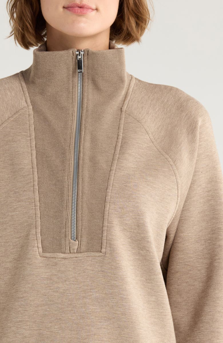 SPANX<sup>®</sup> Air Essentials Brushed Half-Zip Sweatshirt, Alternate, color, Birch Heather