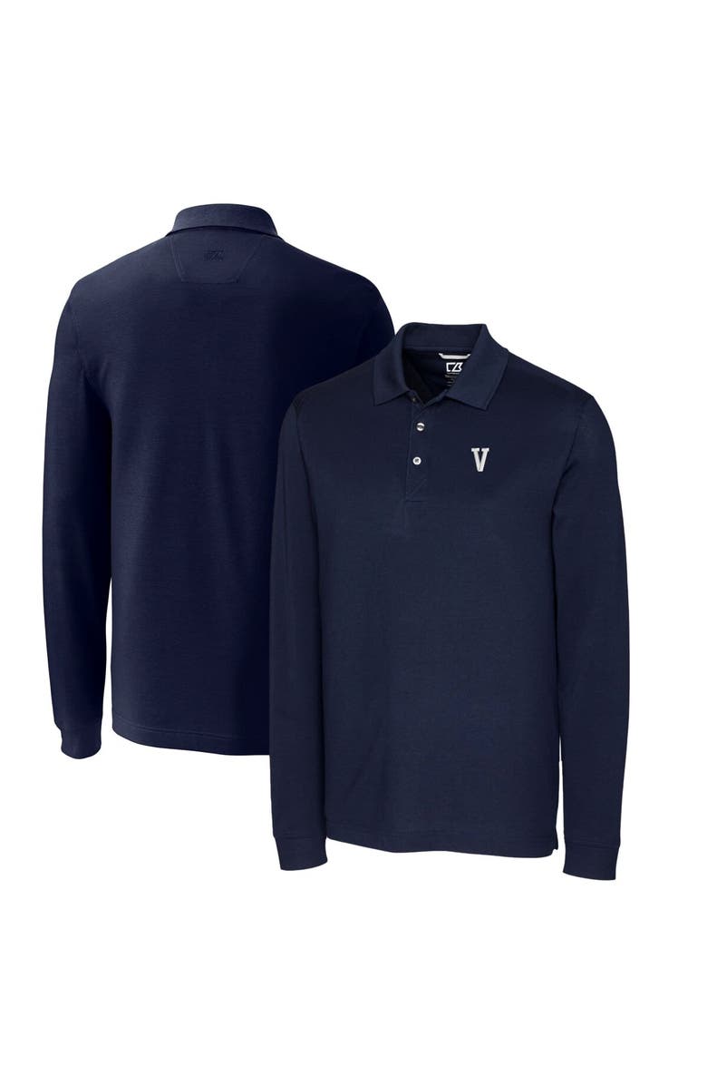 Cutter & Buck Men's Cutter & Buck Navy Villanova Wildcats Vault Advantage Tri-Blend Pique Big & Tall Long Sleeve Polo, Main, color, 
