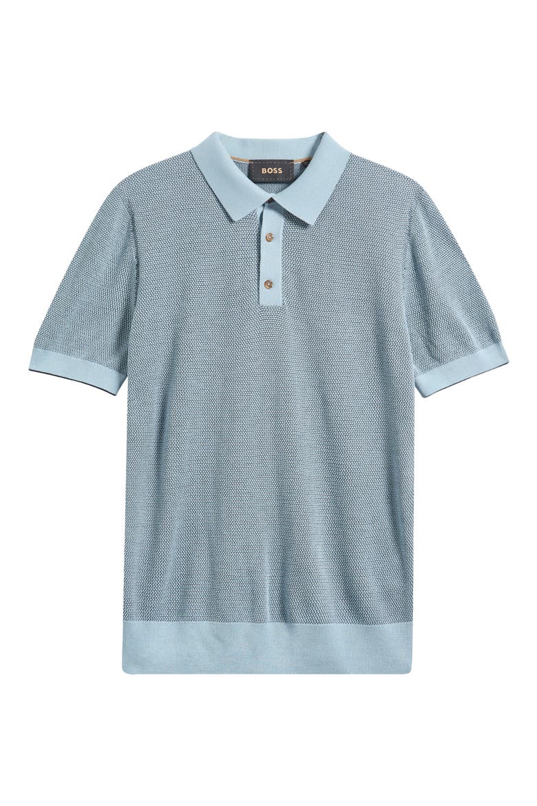 L-Naldo Silk & Cotton Polo, Alternate, color, BLUE