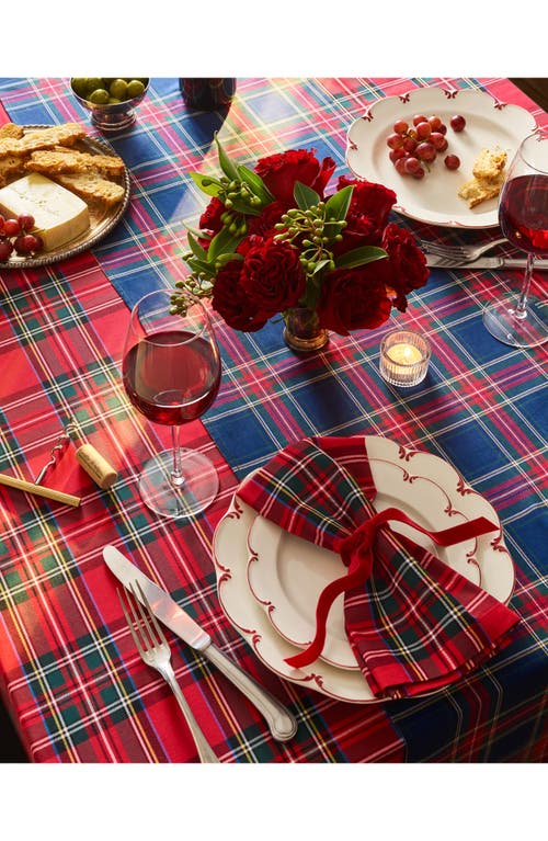 Petite Plume Windsor Tartan Cotton Table Runner In Blue