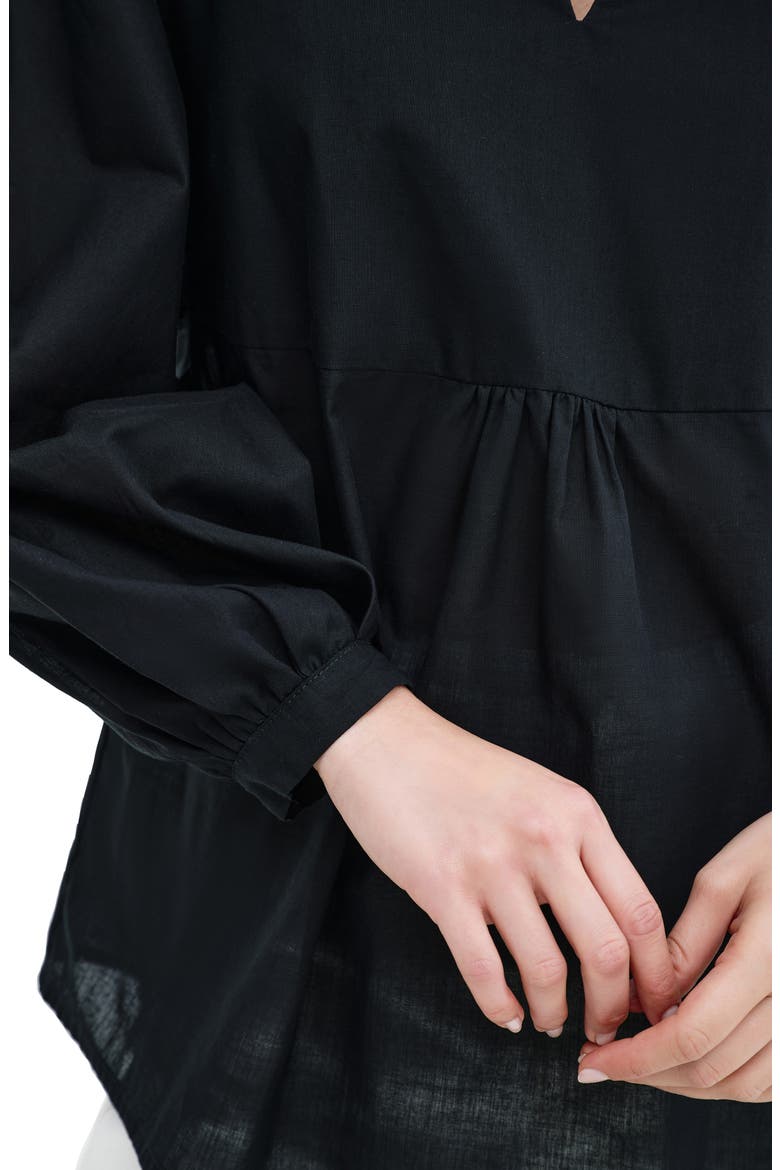 Kissena Cotton Popover Top, Alternate, color, BLACK