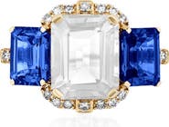 GOSHWARA Gossip 18k Gold Moon Quartz & Iolite Diamond Ring