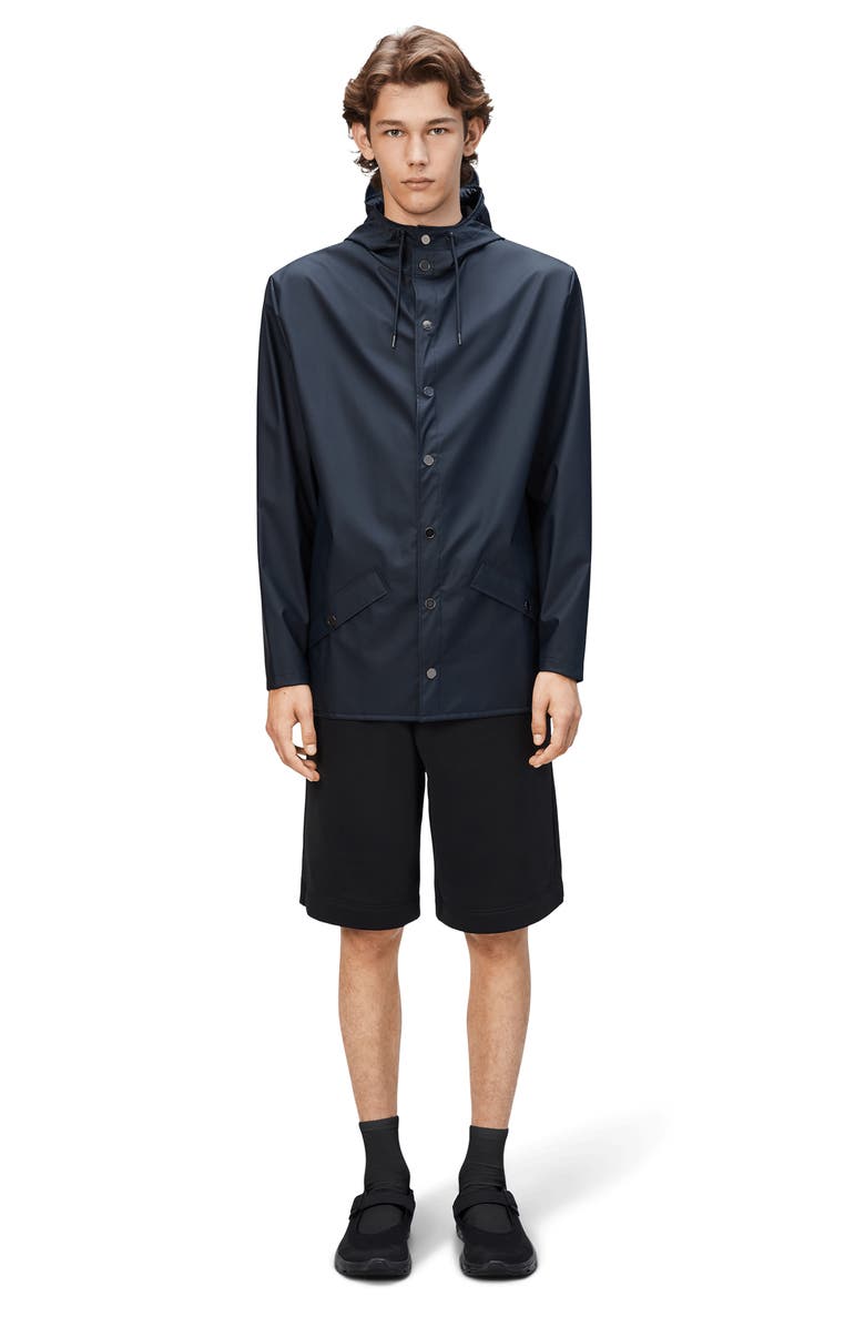 Rains Gender Inclusive Lightweight Hooded Waterproof Rain Jacket, Alternate, color, Navy