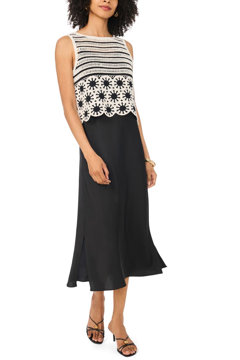 Crocheted Tank with Slipdress, Alternate, color, RICH BLACK
