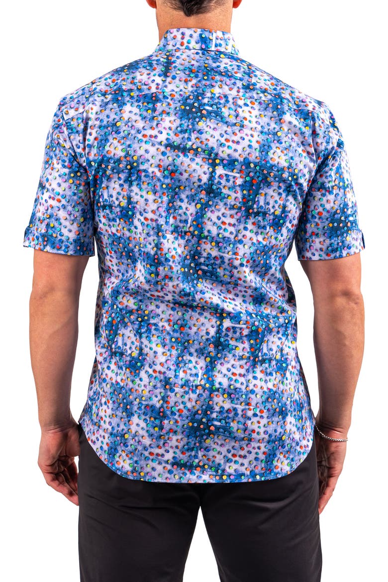 Galileo Resistance0330 Blue Short Sleeve Cotton Button-Up Shirt, Alternate, color, BLUE