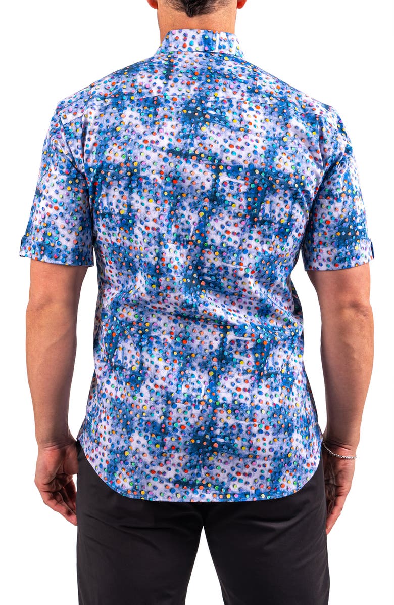 Maceoo Galileo Resistance0330 Blue Short Sleeve Cotton Button-Up Shirt, Alternate, color, Blue