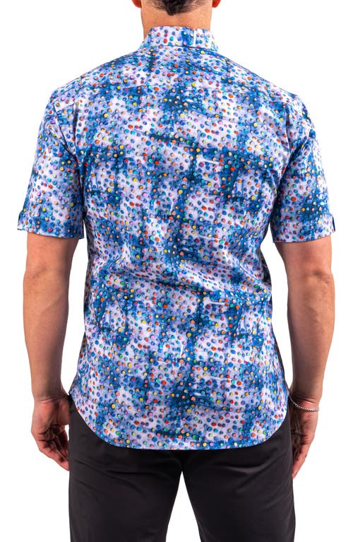 Maceoo Galileo Resistance0330 Blue Short Sleeve Cotton Button-up Shirt