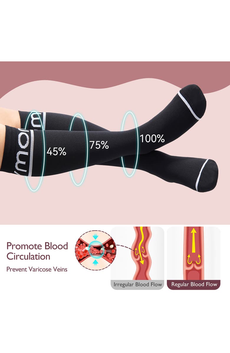 Momcozy Assorted 2-Pack Knee High Maternity Compression Socks, Alternate, color,