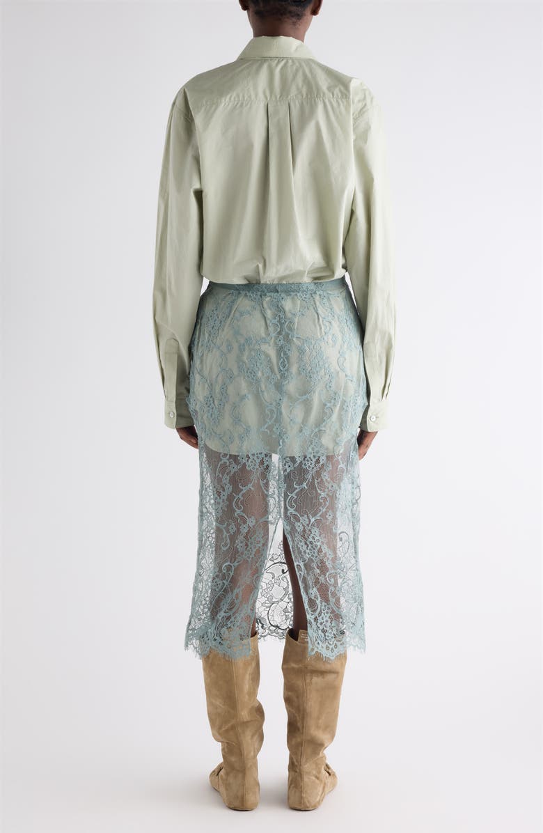 Acne Studios Mixed Media Long Sleeve Shirtdress, Alternate, color, Eucalyptus Green