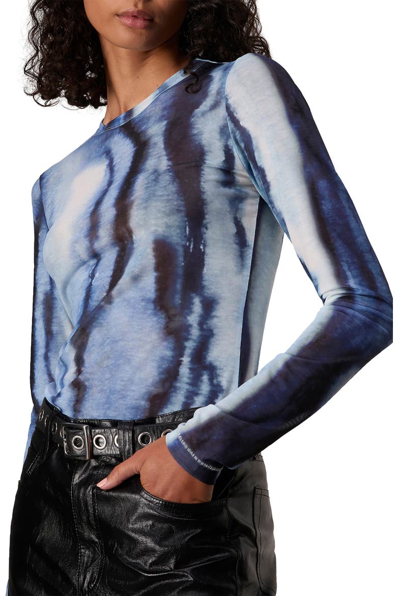 Yana Mesh Long Sleeve Top, Alternate, color, BLUE MULTI