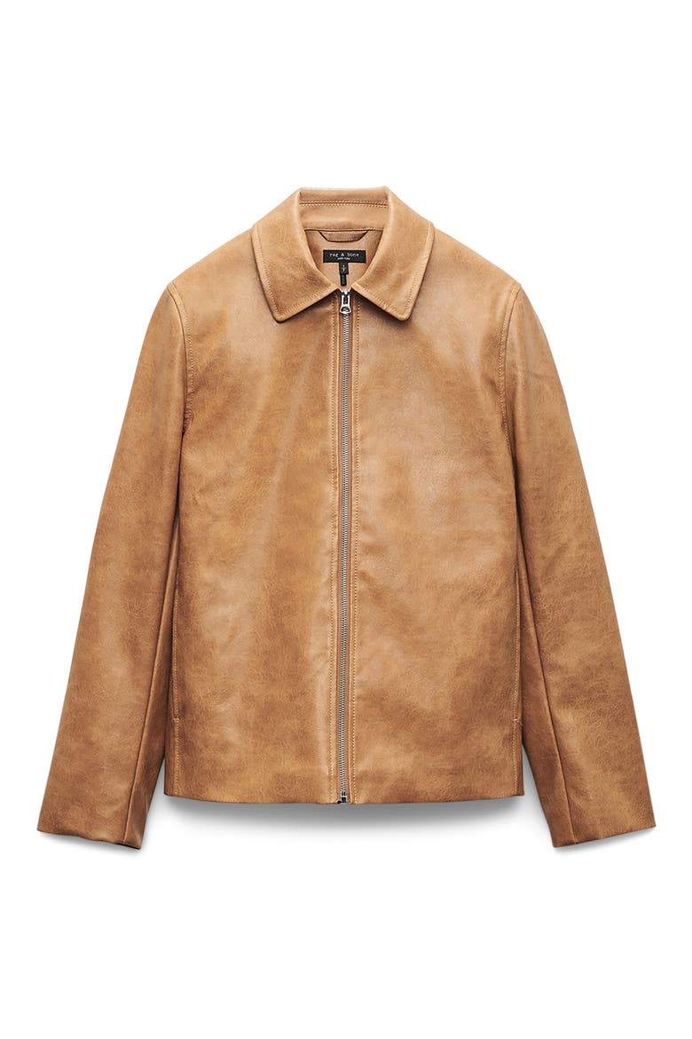Jordie Faux Leather Jacket, Alternate, color, CAMEL