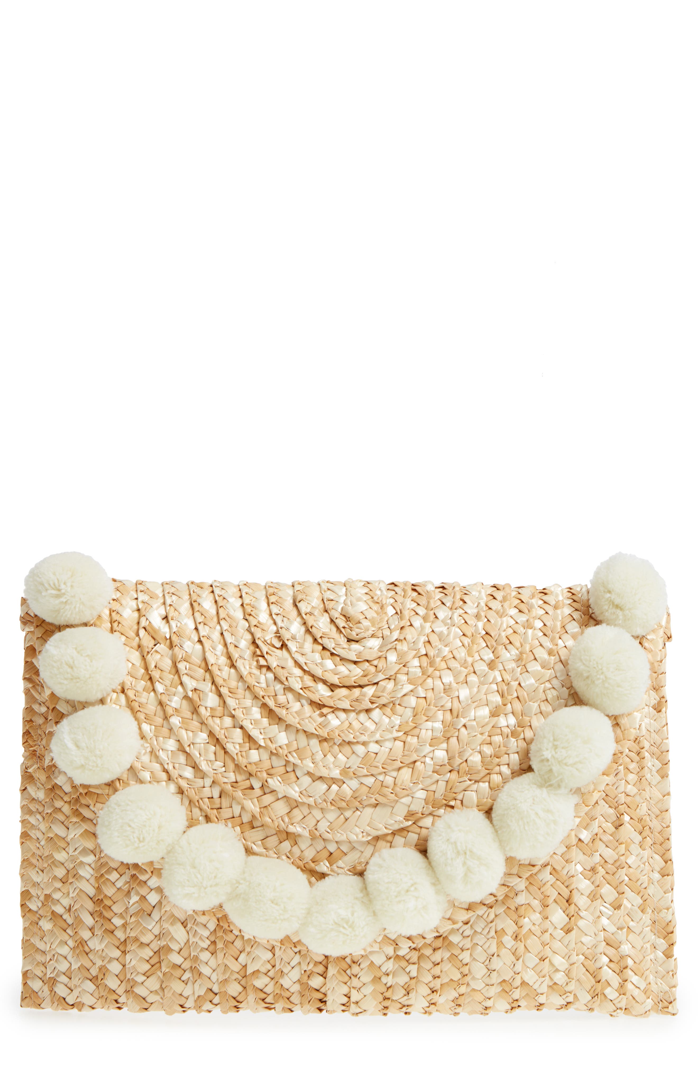 Fortuna Straw Clutch, Main, color, NATURAL