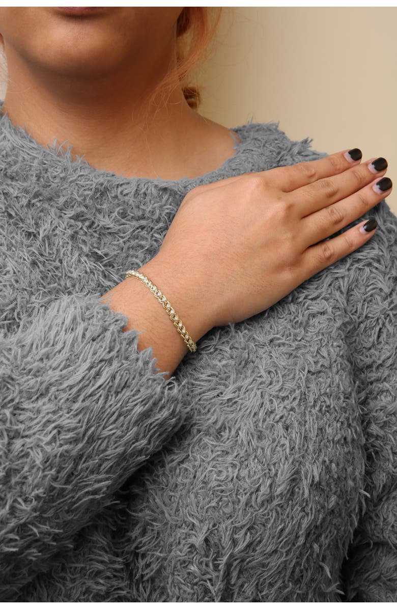 Haus of Brilliance Silver 1.00 Cttw Diamond C-Shaped Link Bracelet, Alternate, color, Yellow Gold Over Silver